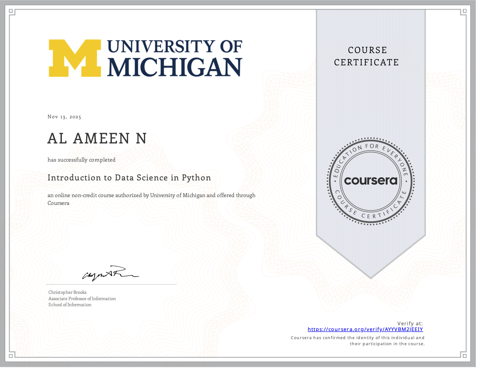 Data Science Certificate